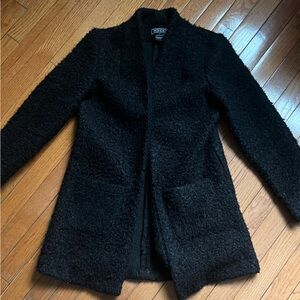 Fuzzy black blazer cardigan with pockets
